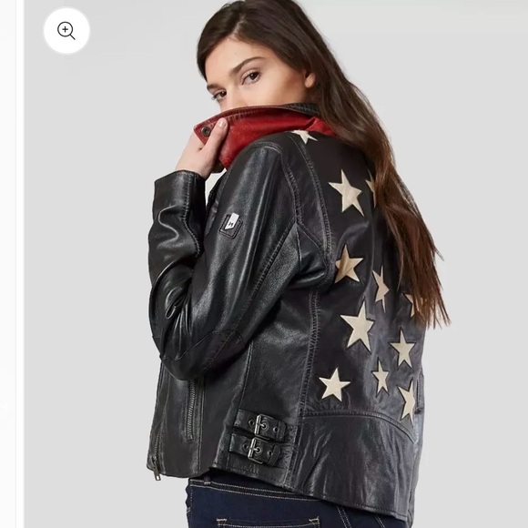⭐️Mauritius Leather Moto Jacket w Stars⭐️ - Picture 2 of 16